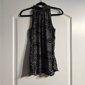 Max Studio Black and White Polka Dot Halter Top - Small